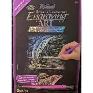 Royal & Langnickel Holographic Jumping Dolphin Engraving Art Size 5x7